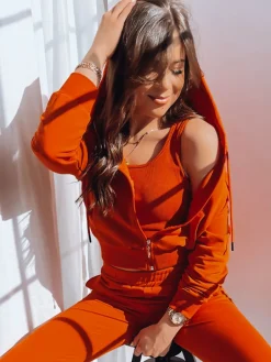 Bluzy Damskie>Dstreet Bluza damska MY LOVE pomarańczowa BY1200