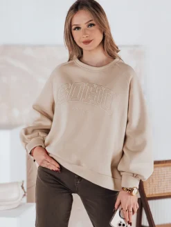 Bluzy Damskie>Dstreet Bluza damska one size COSYONE beżowa BY1349