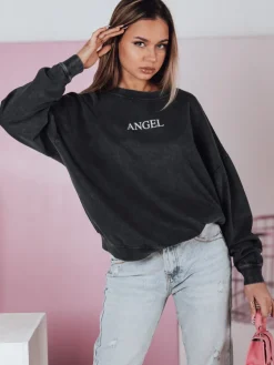 Bluzy Damskie>Dstreet Bluza damska one size HALOAURA grafitowa BY1347