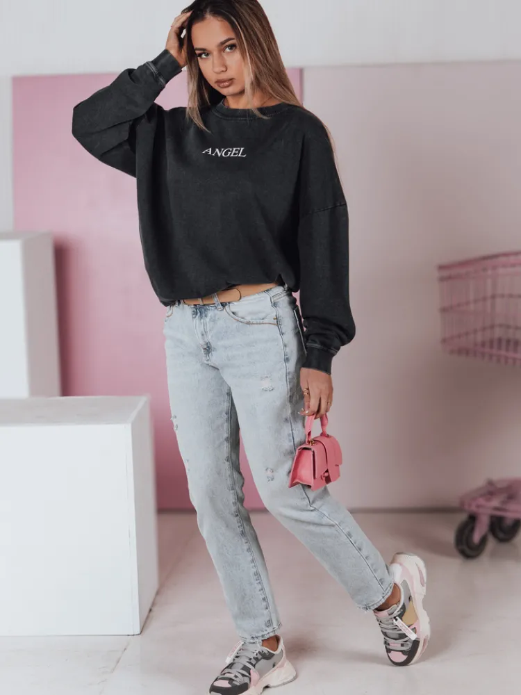 Bluzy Damskie>Dstreet Bluza damska one size HALOAURA grafitowa BY1347