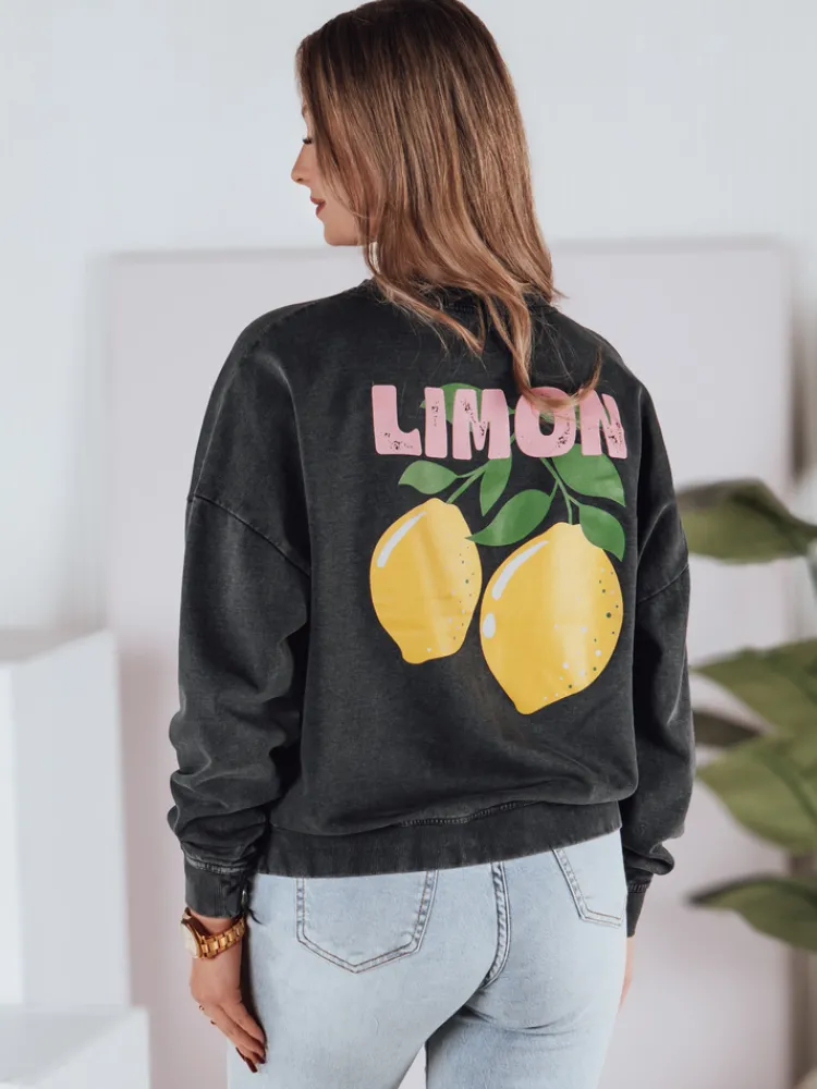 Bluzy Damskie>Dstreet Bluza damska one size LEMONFIT grafitowa BY1348