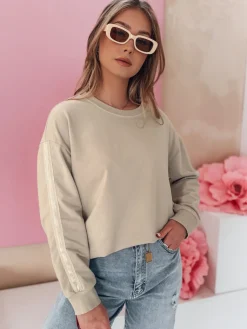 Bluzy Damskie>Dstreet Bluza damska one size masełko LUMIVIA cappuccion BY1374