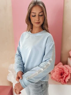 Bluzy Damskie>Dstreet Bluza damska one size masełko LUMIVIA błękitna BY1370