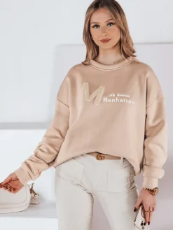 Bluzy Damskie>Dstreet Bluza damska one size oversize AVENUE beżowa BY1354