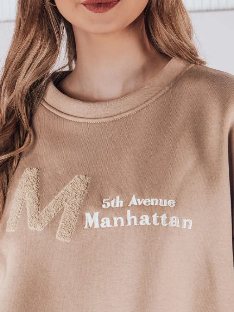 Bluzy Damskie>Dstreet Bluza damska one size oversize AVENUE beżowa BY1354