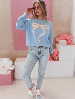 Bluzy Damskie>Dstreet Bluza damska one size oversize SOFTTIE błękitna BY1377