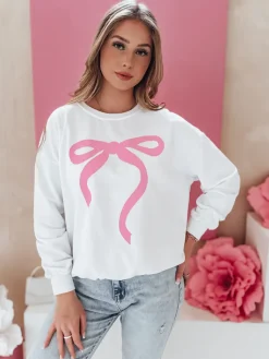 Bluzy Damskie>Dstreet Bluza damska one size oversize SOFTTIE biała BY1358