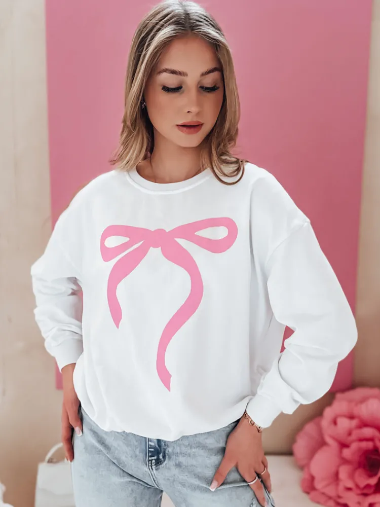 Bluzy Damskie>Dstreet Bluza damska one size oversize SOFTTIE biała BY1358