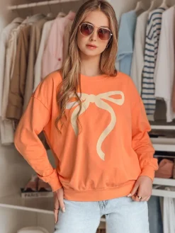 Bluzy Damskie>Dstreet Bluza damska one size oversize SOFTTIE pomarańczowa BY1378