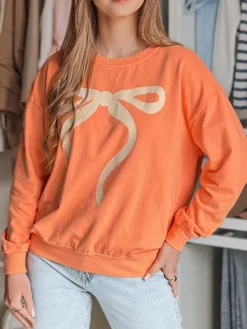 Bluzy Damskie>Dstreet Bluza damska one size oversize SOFTTIE pomarańczowa BY1378