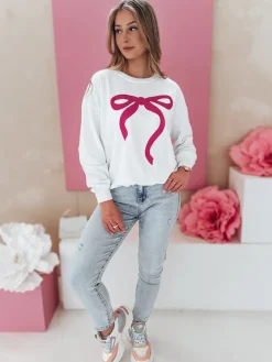 Bluzy Damskie>Dstreet Bluza damska one size oversize SOFTTIE biała BY1359