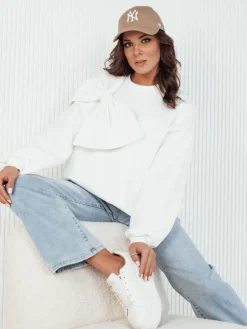 Bluzy Damskie>Dstreet Bluza damska oversize BOWLOOP ecru BY1263