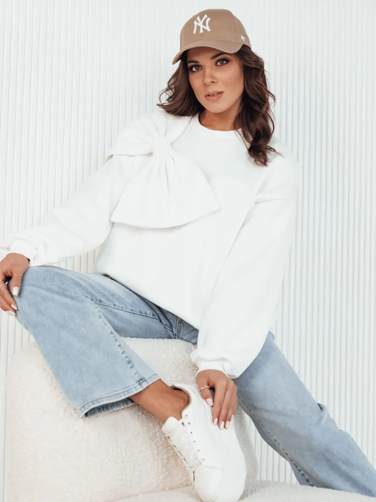 Bluzy Damskie>Dstreet Bluza damska oversize BOWLOOP ecru BY1263
