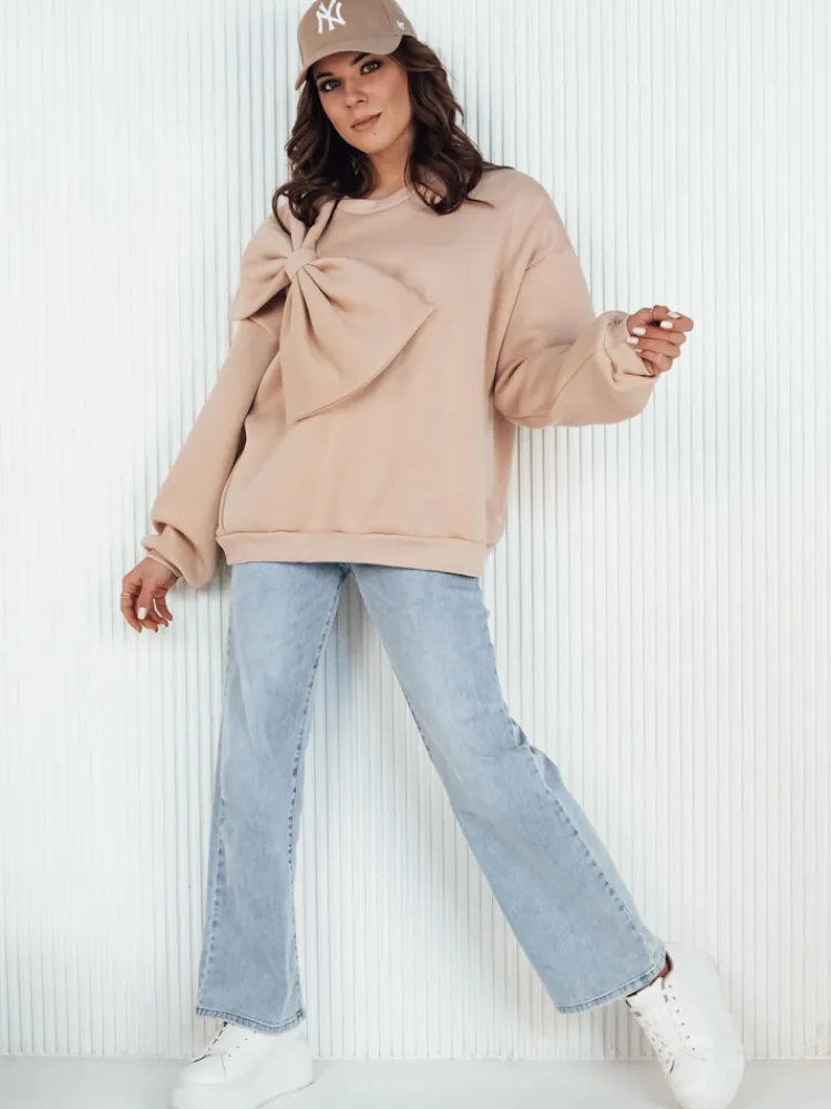 Bluzy Damskie>Dstreet Bluza damska oversize BOWLOOP beżowa BY1262