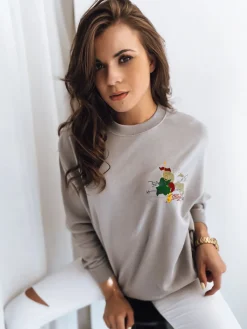 Bluzy Damskie>Dstreet Bluza damska oversize JAPANESE jasnoszara BY0928z