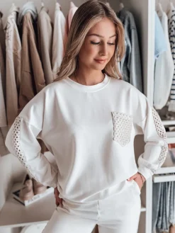 Bluzy Damskie>Dstreet Bluza damska oversize LUXEEN ecru RY2793