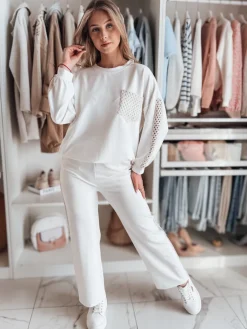 Bluzy Damskie>Dstreet Bluza damska oversize LUXEEN ecru RY2793