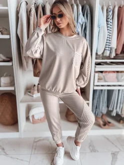 Bluzy Damskie>Dstreet Bluza damska oversize LUXEEN mokka RY2794