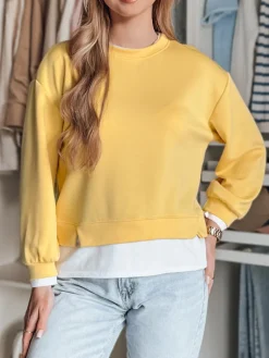 Bluzy Damskie>Dstreet Bluza damska oversize LUZZIO żółta BY1380