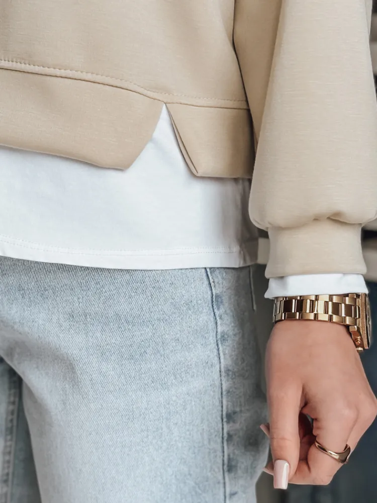 Bluzy Damskie>Dstreet Bluza damska oversize LUZZIO jasnobeżowa BY1384