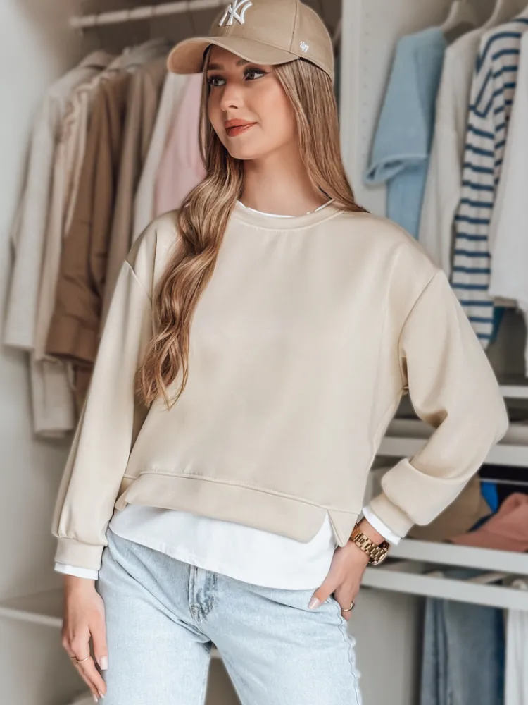 Bluzy Damskie>Dstreet Bluza damska oversize LUZZIO jasnobeżowa BY1384