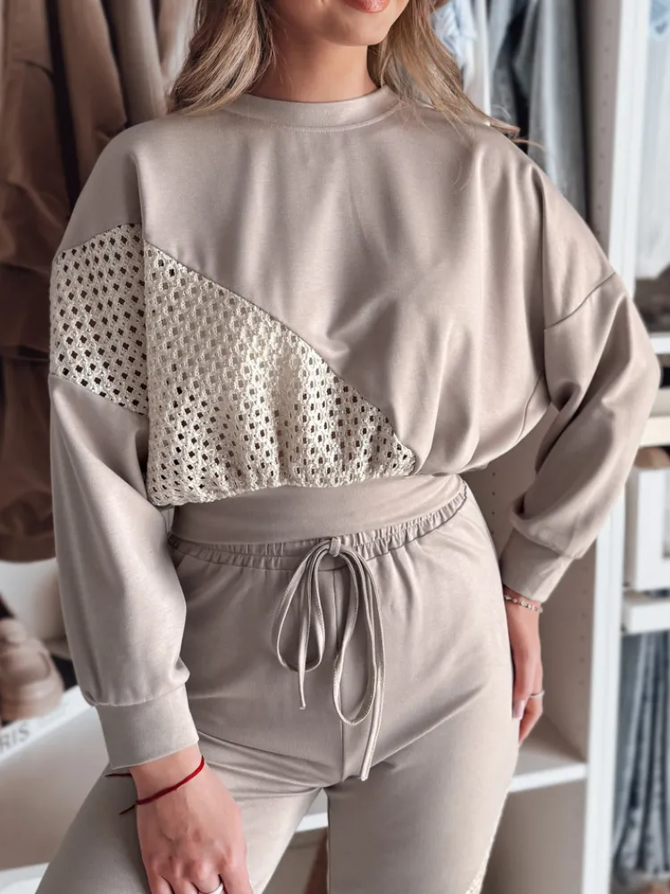 Bluzy Damskie>Dstreet Bluza damska oversize masełko ELEGRA mokka RY2796