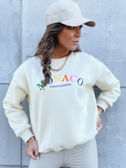 Bluzy Damskie>Dstreet Bluza damska oversize MONACO kremowa BY1232