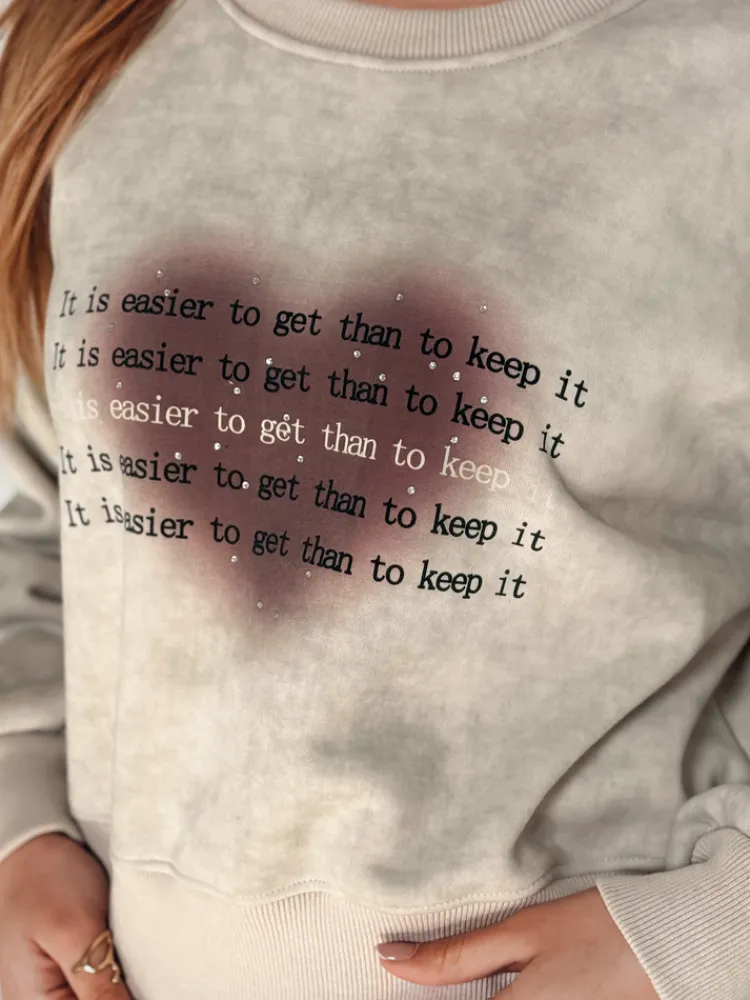 Bluzy Damskie>Dstreet Bluza damska oversize tie-dye z sercem DESSER beżowa BY1465