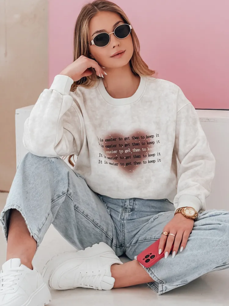 Bluzy Damskie>Dstreet Bluza damska oversize tie-dye z sercem DESSER szara BY1466