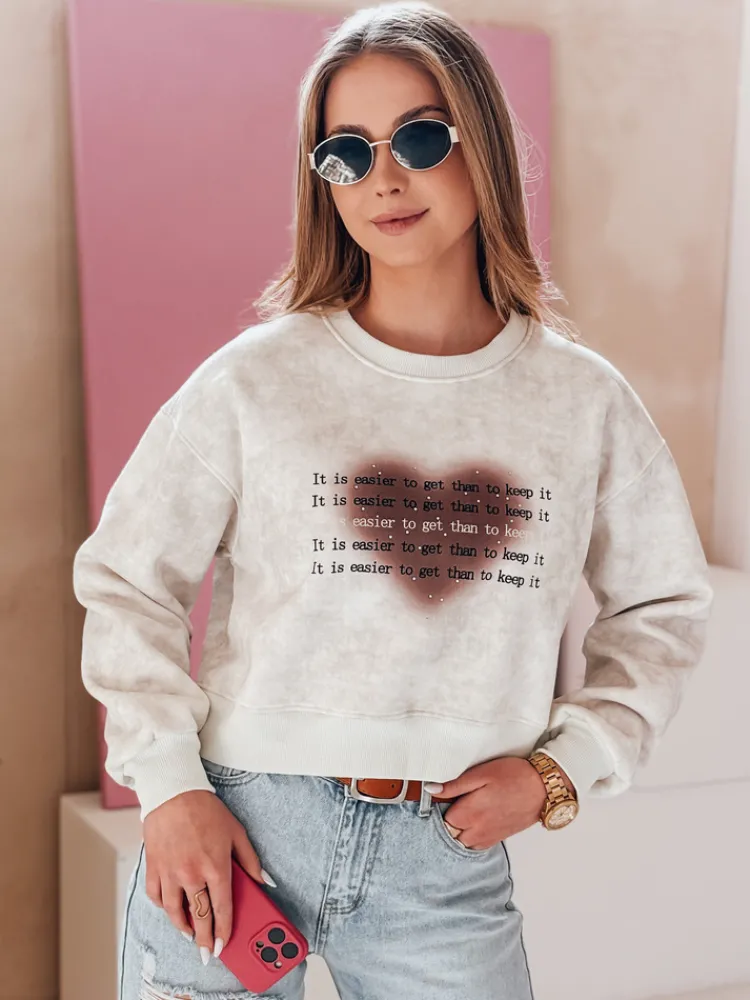 Bluzy Damskie>Dstreet Bluza damska oversize tie-dye z sercem DESSER szara BY1466