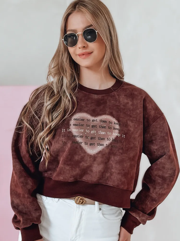 Bluzy Damskie>Dstreet Bluza damska oversize tie-dye z sercem DESSER bordowa BY1463