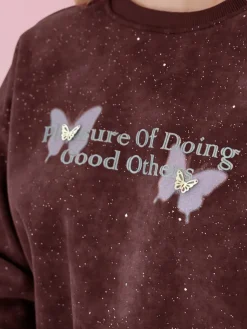 Bluzy Damskie>Dstreet Bluza damska oversize tie-dye w motyle SPARKI bordowa BY1405