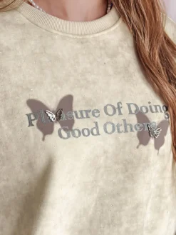 Bluzy Damskie>Dstreet Bluza damska oversize tie-dye w motyle SPARKI ecru BY1404