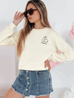 Bluzy Damskie>Dstreet Bluza damska oversize z haftem CHERSOFT ecru BY1400