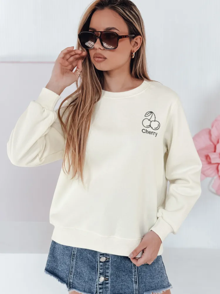 Bluzy Damskie>Dstreet Bluza damska oversize z haftem CHERSOFT ecru BY1400