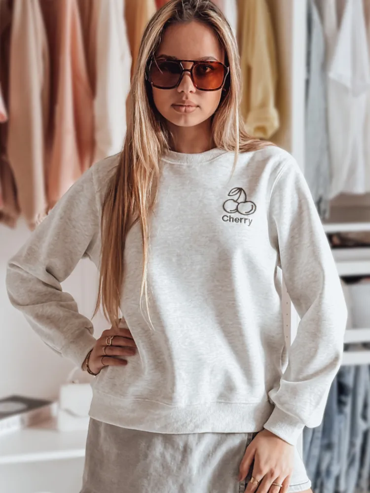 Bluzy Damskie>Dstreet Bluza damska oversize z haftem CHERSOFT szara BY1402
