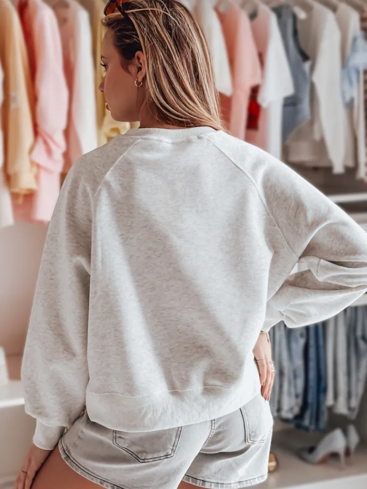 Bluzy Damskie>Dstreet Bluza damska oversize z haftem serc MONLOVE szara BY1508