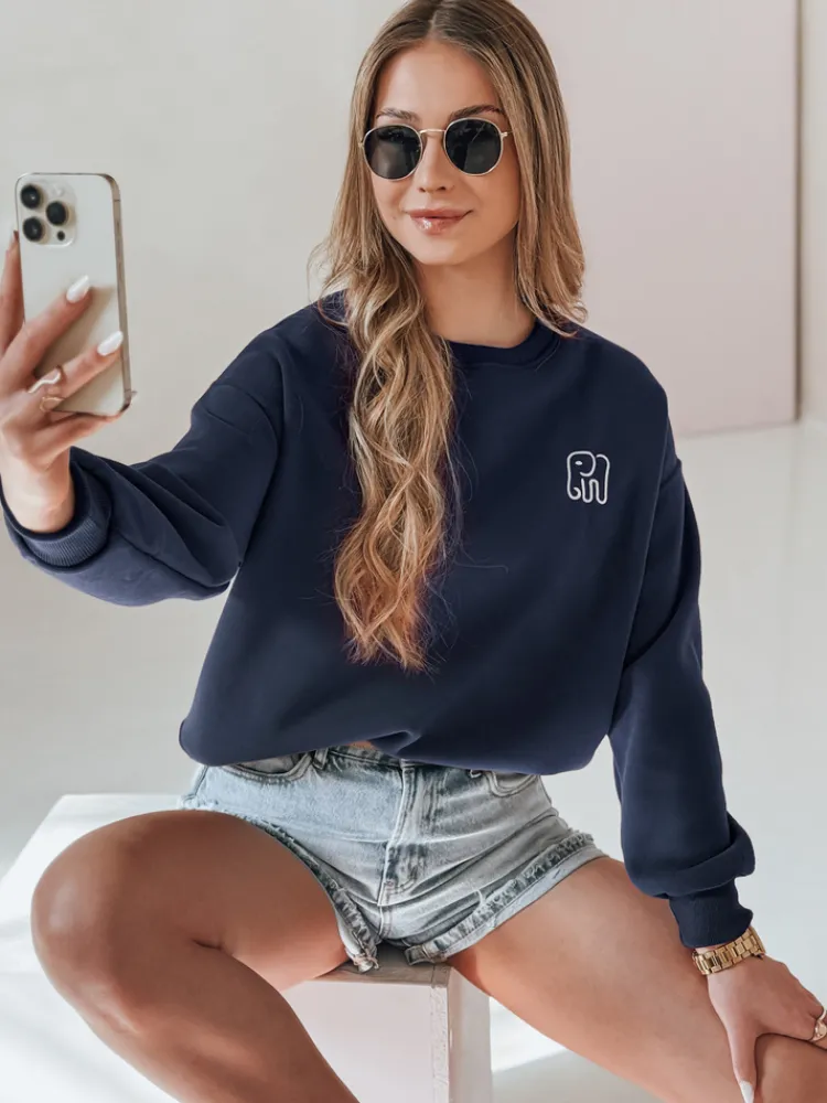 Bluzy Damskie>Dstreet Bluza damska oversize z haftem SOFTSLON granatowa BY1431