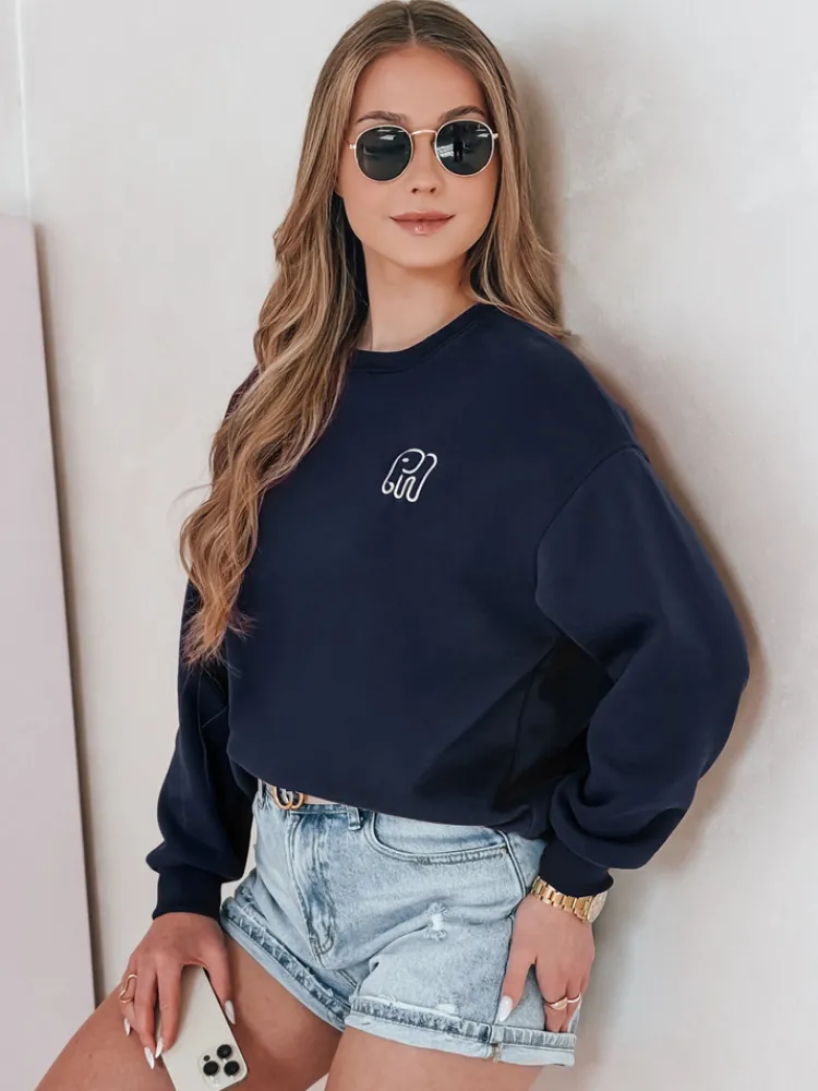 Bluzy Damskie>Dstreet Bluza damska oversize z haftem SOFTSLON granatowa BY1431