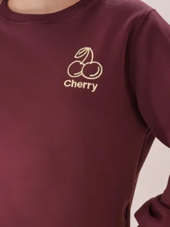 Bluzy Damskie>Dstreet Bluza damska oversize z haftem CHERSOFT śliwkowa BY1399