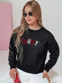 Bluzy Damskie>Dstreet Bluza damska oversize z haftem SOFTRUS czarna BY1408