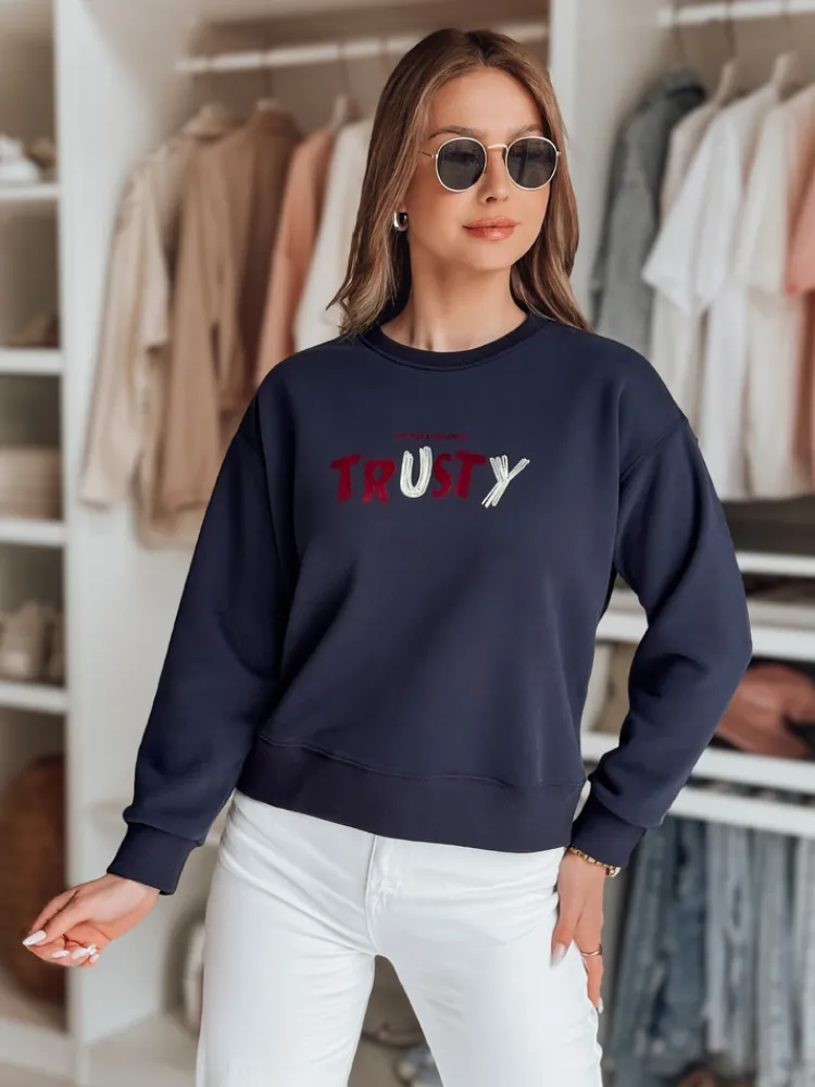 Bluzy Damskie>Dstreet Bluza damska oversize z haftem SOFTRUS granatowa BY1410