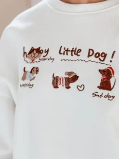 Bluzy Damskie>Dstreet Bluza damska oversize z jamnikami JAMNIKOVE biała BY1498