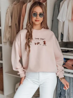 Bluzy Damskie>Dstreet Bluza damska oversize z jamnikami JAMNIKOVE różowa BY1497