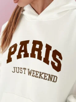 Bluzy Damskie>Dstreet Bluza damska oversize z kapturem PARISSIA ecru BY1454