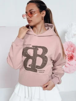 Bluzy Damskie>Dstreet Bluza damska oversize z kapturem LITESSO różowa BY1415