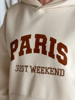 Bluzy Damskie>Dstreet Bluza damska oversize z kapturem PARISSIA beżowa BY1457