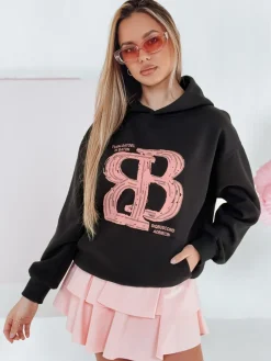 Bluzy Damskie>Dstreet Bluza damska oversize z kapturem LITESSO czarna BY1413