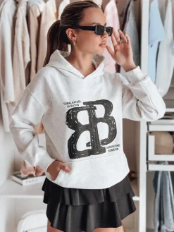 Bluzy Damskie>Dstreet Bluza damska oversize z kapturem LITESSO szara BY1412