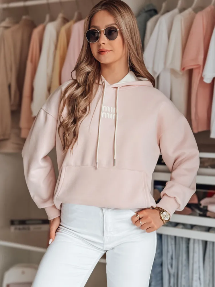 Bluzy Damskie>Dstreet Bluza damska oversize z kapturem MINMIN LOVE różowa BY1494